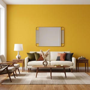 Solid Mustard Yellow Wallpaper: Peel and Stick Wall Mural (Removable, Mid Century)