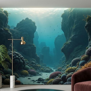 Ocean Wallpaper: Peel and Stick Deep Sea Design - Removable Decor