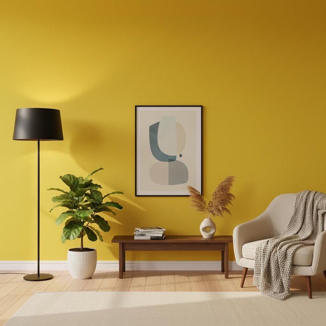 Mustard Yellow Peel and Stick Wallpaper | Removable Ocher Wall Mural ...