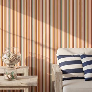Striped Wall Mural: Mid Century Modern Colors (Peel & Stick or Pre-Pasted)