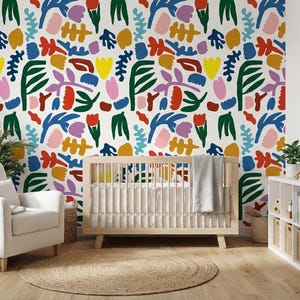 Nursery Wallpaper Mural: Whimsical Ditsy Floral - Removable Peel & Stick