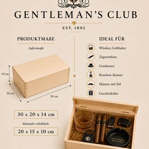 Zigarrenbox aus Holz | Geschenk für Männer | Holzbox für Zigarren & Whiskey Zubehör | Gentleman's Club | Aufbewahrungsbox mit Deckel image 5