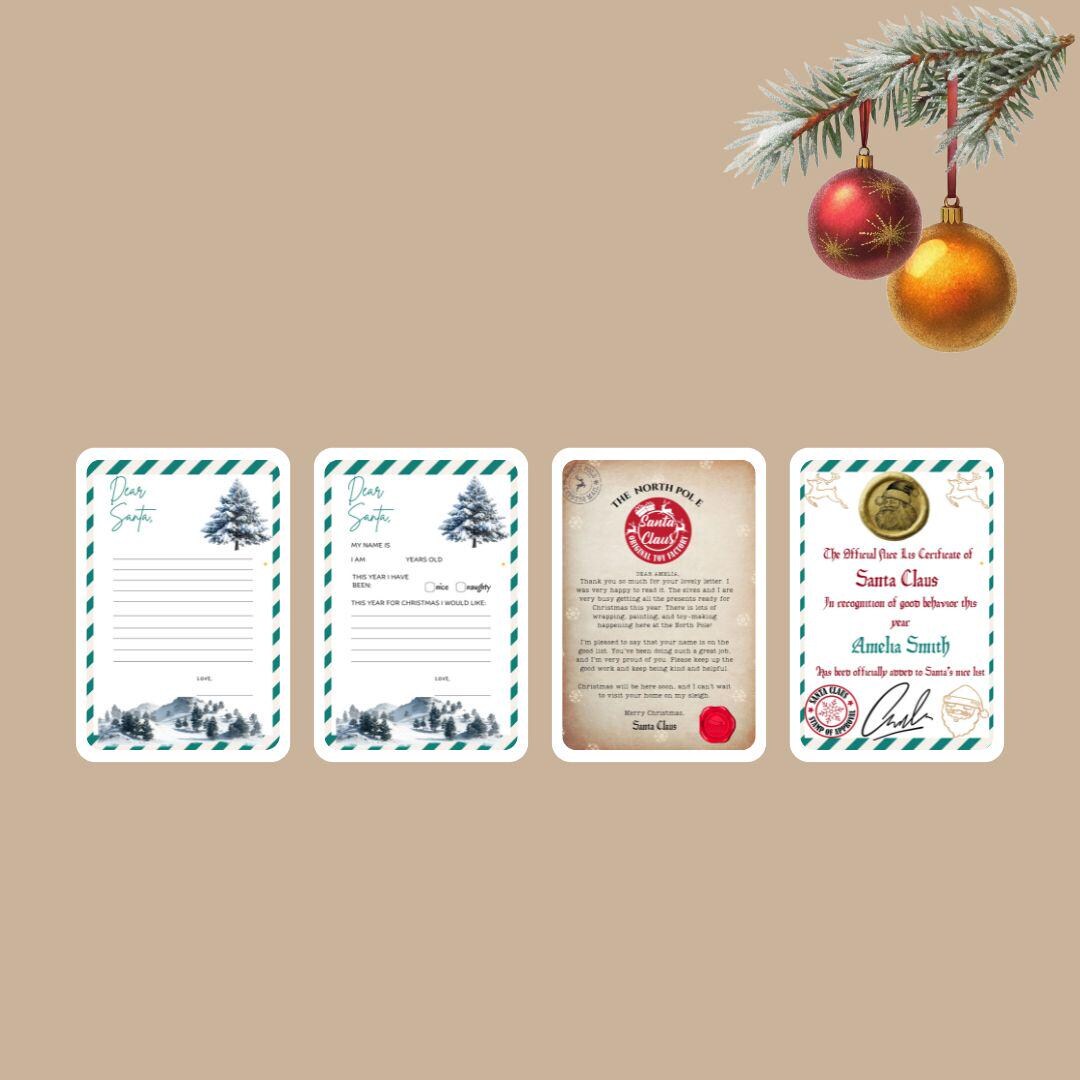 Editable Letter to Santa Bundle, Nice List Certificate (digital ...
