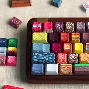 Minecraft Keycaps Set – Crafting Game Artisan PBT Custom Keycaps for Mechanical Keyboard Cherry MX – Gold Cake