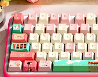Ghibli Anime Keycaps Set 158 – Japanese Artisan PBT Custom Handmade for Mechanical Keyboard Cherry MX – Cute Kawaii Keycap