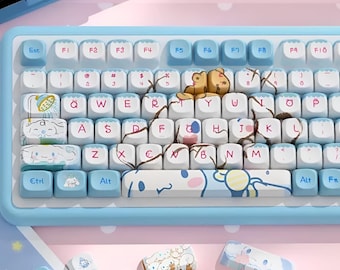 Cinnamoroll Hello Kitty Keycaps Set - Mignons protège-clés PBT artisanaux personnalisés Kawaii pour clavier mécanique Cherry MX
