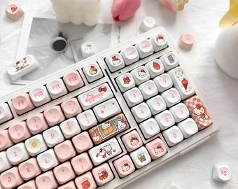 Kawaii Hello Kitty Tastenkappen Set - Süße Artisan PBT Tastenkappen für Mechanische Tastatur Cherry MX