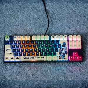 Ensemble de protège-touches Call of Duty - Ghost Modern Warfare MW2 MW3 PBT, couvre-touches artisanaux personnalisés pour clavier mécanique Cherry MX - Cadeau contre remboursement