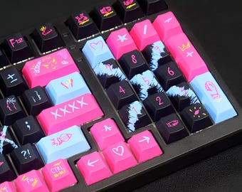 Arcane Jinx Keycaps Set - League of Legends Custom Artisan PBT Tastenkappen für mechanische Tastatur Cherry MX