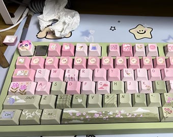 Juego de teclas de sandía – Teclas PBT artesanales personalizadas Kawaii Strawberry para teclado mecánico Cherry MX