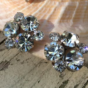 SilverTone, Rhinestones, Super Sparkly, Costume Jewelry, Screw Back Earrings, Vintage, Wear, RePurpose, UpCycle
