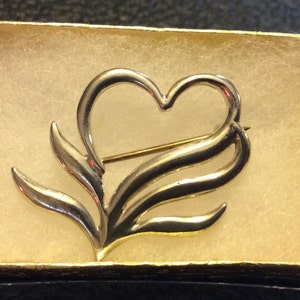 Argent sterling, broche, épingle, cœur en croissance, cœur en fleurs, 925