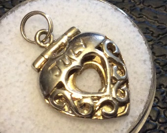 Sterling Silver, Charm, Heart, July, Hinged, Locket, Jump Ring, See Photos for Details