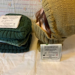 Balaclava, Cotton Wool Blend Yarn, GREENS, Hand Knitted, Face Cover, Easy Care