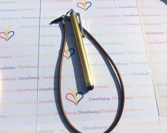 Gold Stylus, Brown Peach Orange, Leash, Mask Keeper, 8 or 12 inch, Tether, Touch screen, Rubber Tubing