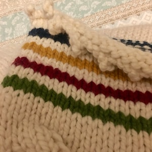 Hudson Bay Stripe, Sweater, Original Design Hand Knitted, Wool Blend, Unisex, Made to Order