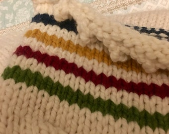Hudson Bay Stripe, Sweater, Original Design Hand Knitted, Wool Blend, Unisex, Made to Order
