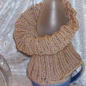 ENTWINED, Wool blend, Cable Knit, Neck Warmer, Chunky Cowl, Infinity, Turtleneck, Dickey, Oatmeal, 7318