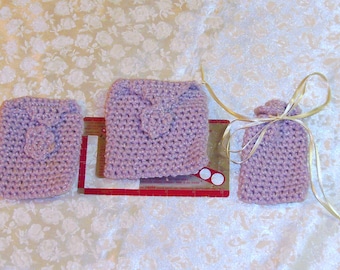 Mini Pouch, Crochet, Lavender, Crush, Envelope, Drawstring, Ribbon, Gift Bag,  Presentation