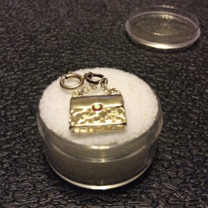 Sterling Silver, Charm, Spring Ring, Ready to Wear, Purse, Handbag, Clutch, Shopping, Rhinestone Accents