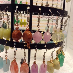 Every Day Earrings, Wire Wrapped, Genuine, Stone, Glass, Simulated Stone, Stainless Steel, Earwires, Copper Wire, Faceted Octagon