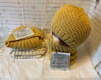 Balaclava, Cotton Wool Blend Yarn, Hand Knitted, Face Cover, Easy Care, Ready to Ship, cream, yellow