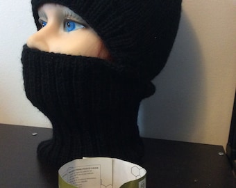 Balaclava, Superwash Wool Yarn, Hand Knitted, Face Cover, Easy Care, Made to Order