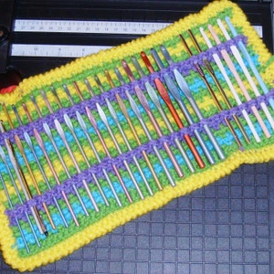 Small, Crochet Hook, Case, Keeper, Organizer, Wrap, Made to Order, 5 to 6 inch tall, 10 to 12 inch long