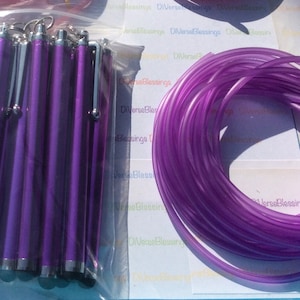 Purple Stylus Leash, Mask Keeper, 8 12 or 18 inch, Tether, Touch screen, Rubber Tubing