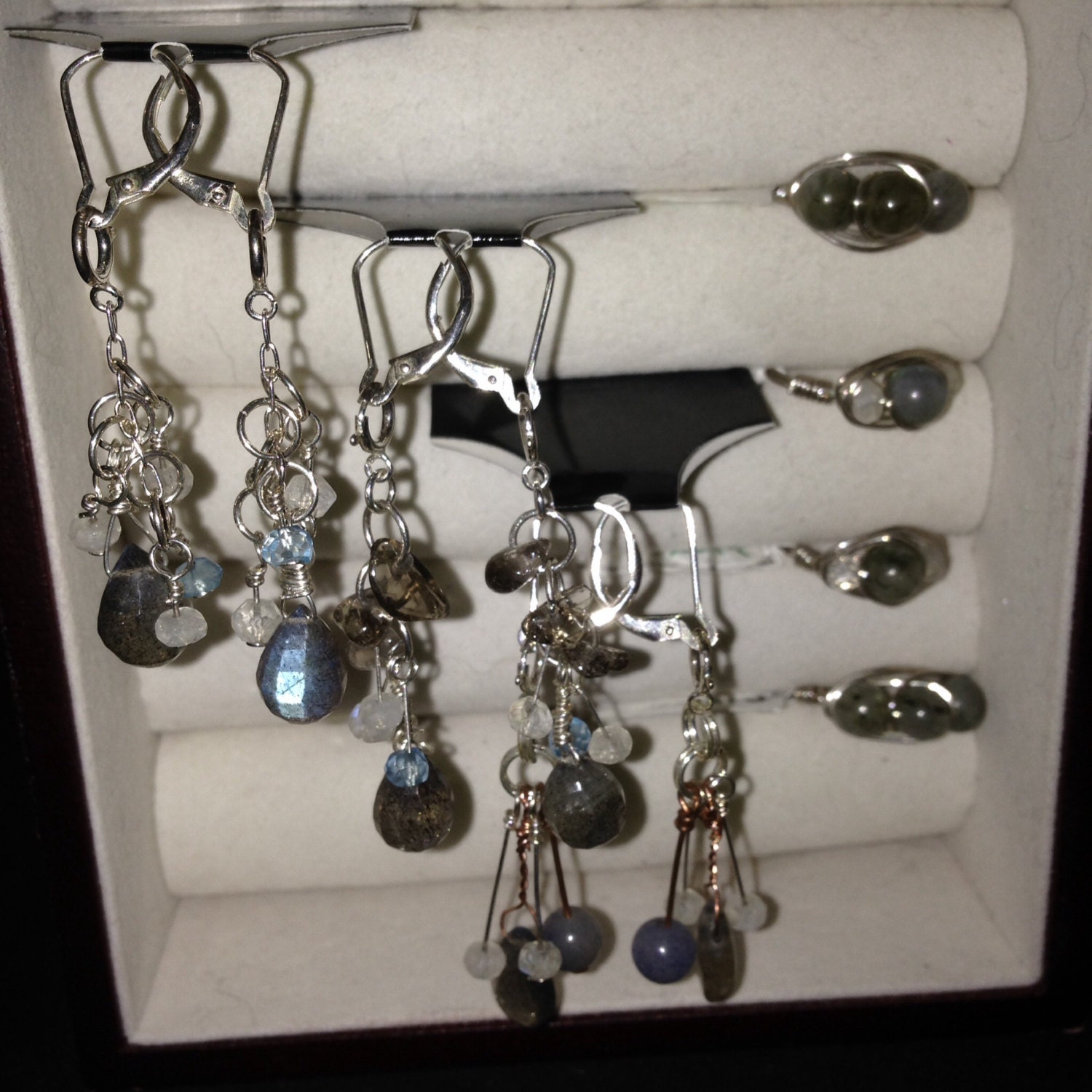 •EQUA-LUNA• black aventurine + labradorite + silver earrings