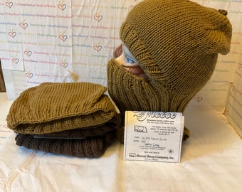 Balaclava, Cotton Wool Blend Yarn, BROWNS, Hand Knitted, Face Cover, Easy Care, Ready to Ship