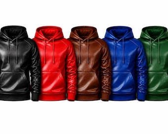 Men’s Real Leather Hoodie Jacket – Handmade Lambskin Hooded Sweatshirt Pullover, Winter Warm Streetwear