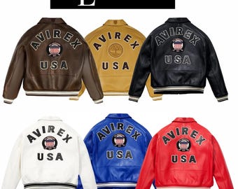 Men’s Avirex Real Leather Bomber Jacket – Genuine Lamb American Flight Multicolor Jackets