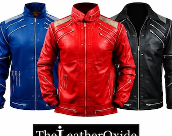 Michael Jackson Beat It Jacket | 80s Pop Star Red Biker Leather Costume for Men