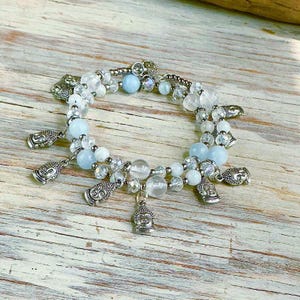 Celestite Moonstone Quartz Bracelet - Calm Communication, Mental Tranquility, Spiritual Jewelry