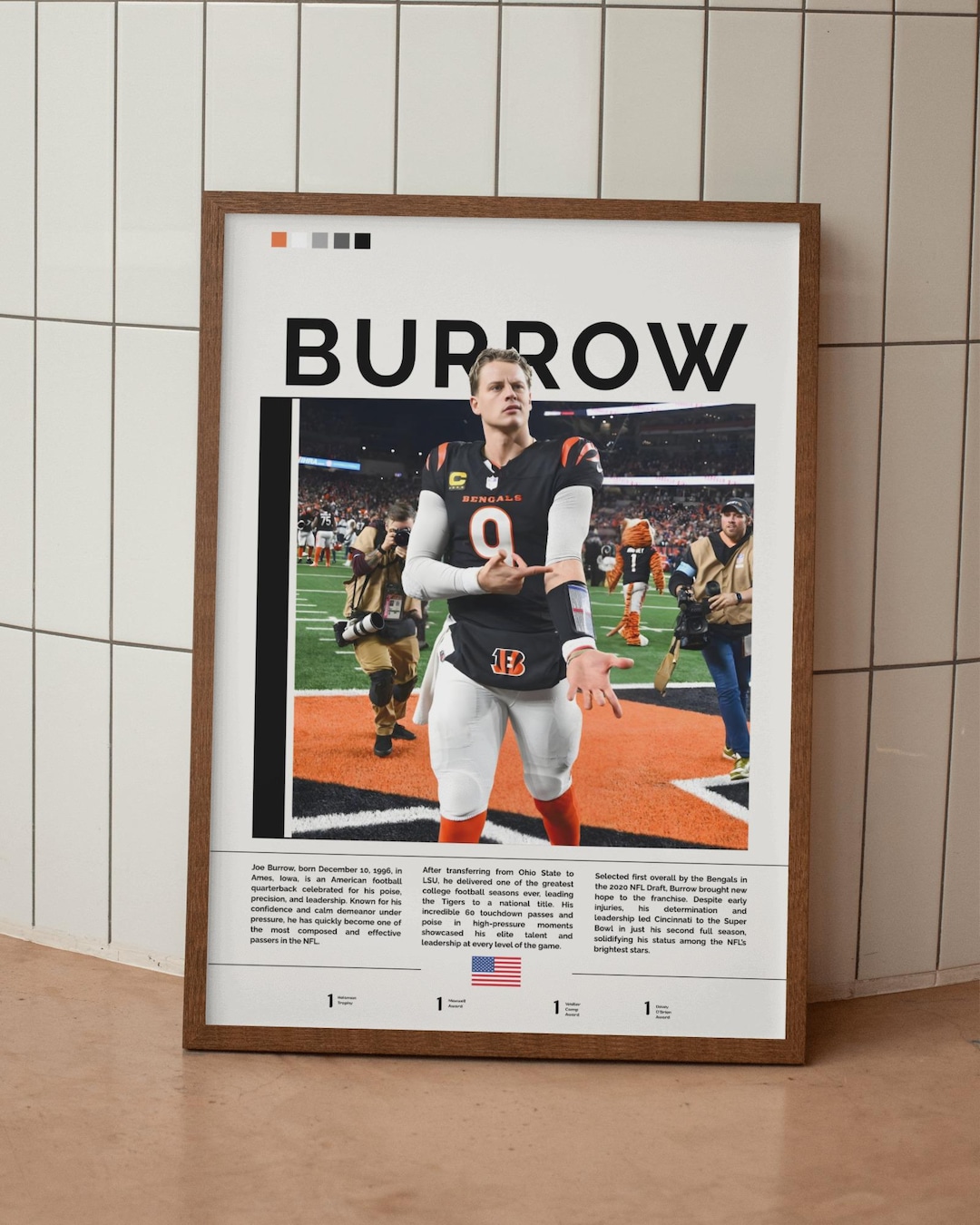 Joe Burrow Poster, Cincinnati Bengals Wall Art, NFL Print, NFL Poster ...