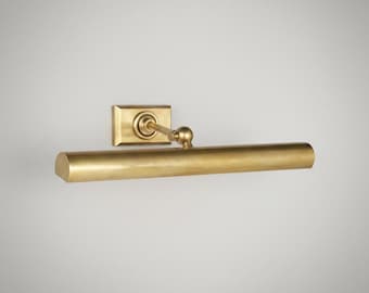 Aplique de latón para cuadros: aplique de pared de latón antiguo, iluminación de tocador y exhibición de arte moderno de mediados de siglo