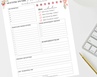 Proverbs 31 Daily Planner Printable, Christian To Do List, Faith Based Productivity Sheet, Scripture Prayer Journal Page,Digital Download