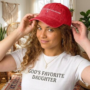 God's Favorite Daughter Hat, Christian Embroidered Baseball Cap for Women, Vintage Wash Dad Hat, Faith Based Gift, Religious Aesthetic image 7
