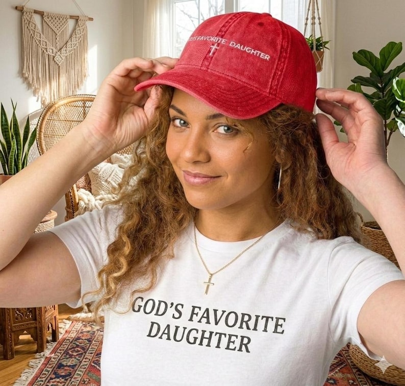 God's Favorite Daughter Hat, Christian Embroidered Baseball Cap for Women, Vintage Wash Dad Hat, Faith Based Gift, Religious Aesthetic image 7