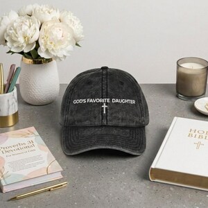 God's Favorite Daughter Hat, Christian Embroidered Baseball Cap for Women, Vintage Wash Dad Hat, Faith Based Gift, Religious Aesthetic image 6