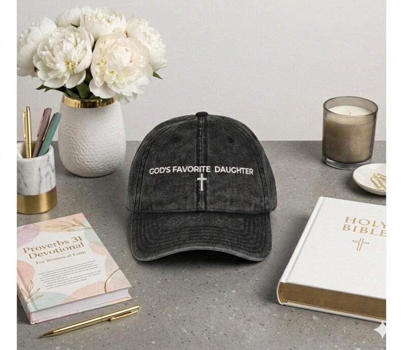 God's Favorite Daughter Hat, Christian Embroidered Baseball Cap for Women, Vintage Wash Dad Hat, Faith Based Gift, Religious Aesthetic image 6