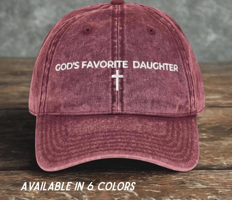 God's Favorite Daughter Hat, Christian Embroidered Baseball Cap for Women, Vintage Wash Dad Hat, Faith Based Gift, Religious Aesthetic image 1
