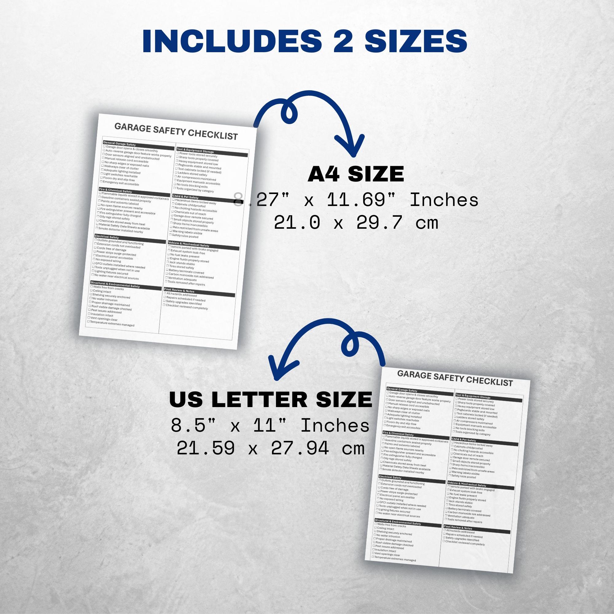 Garage Safety Checklist Template (printable PDF & Editable Word) - Etsy