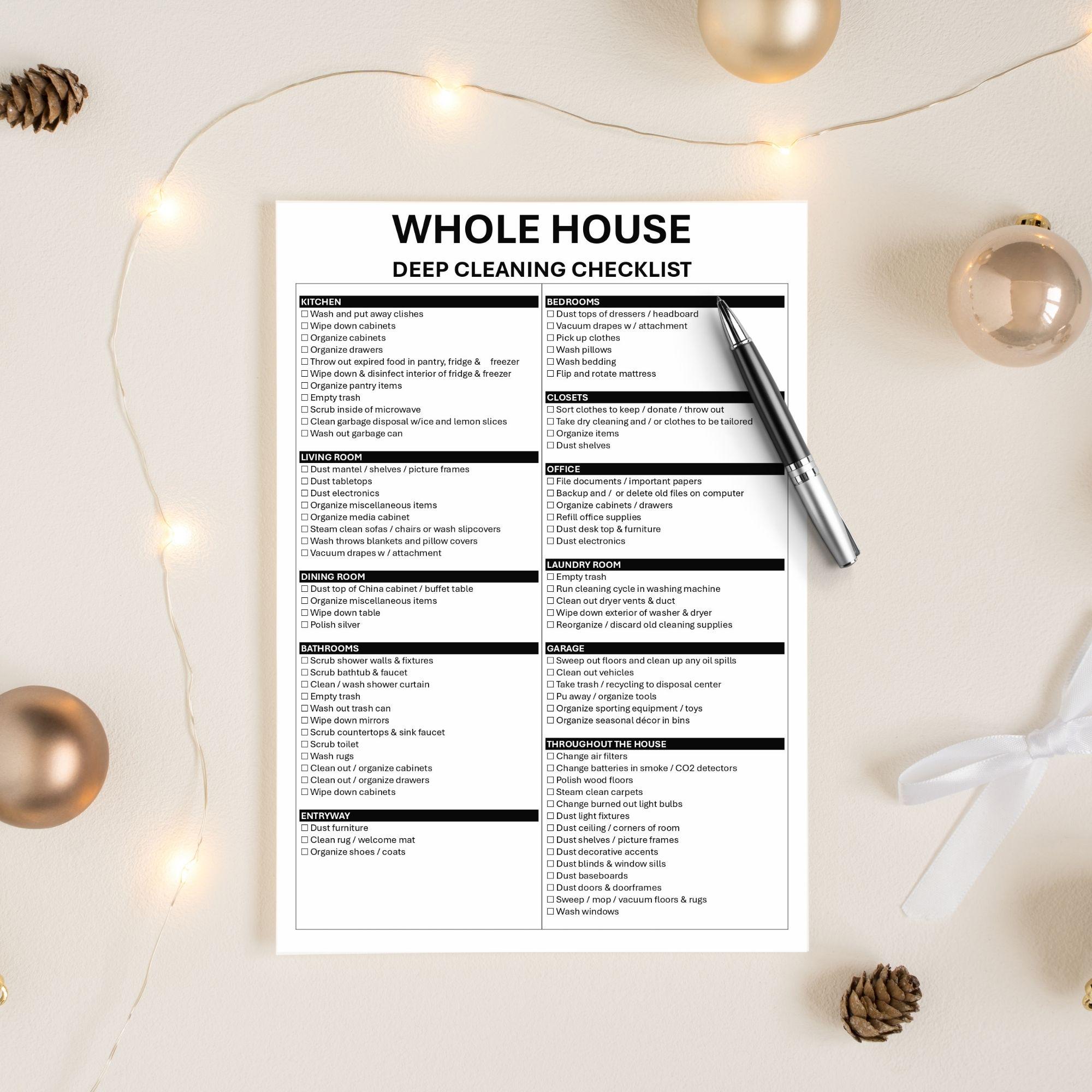 Whole House Deep Cleaning Checklist Template - Etsy