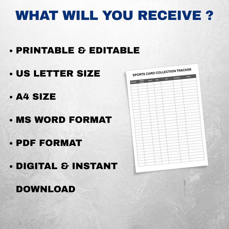 Sports Card Collector Tracker Template - Etsy