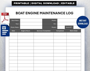 Boat Engine Maintenance Log Template