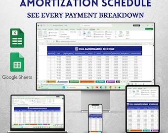 Mortgage Amortization Schedule Excel & Google Sheets | Loan Calculator (Digital Download)