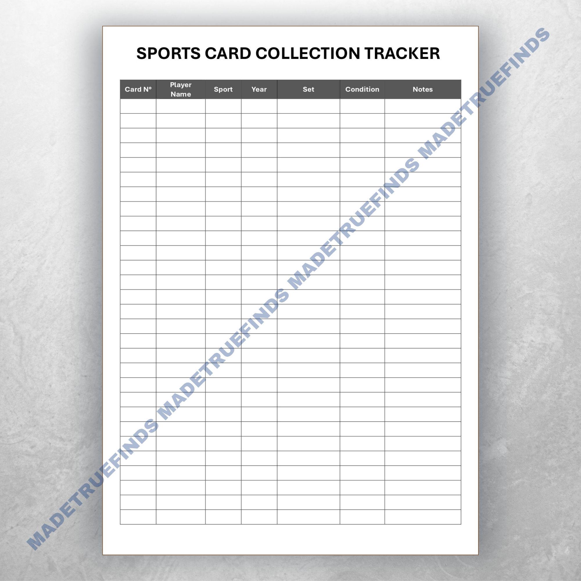 Sports Card Collector Tracker Template - Etsy
