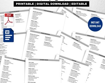 Room-by-Room Home Checklist Bundle. 12 Editable Cleaning & Organization Checklists. Whole House Printable Checklist